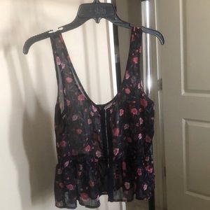 Floral print bustier shirt
